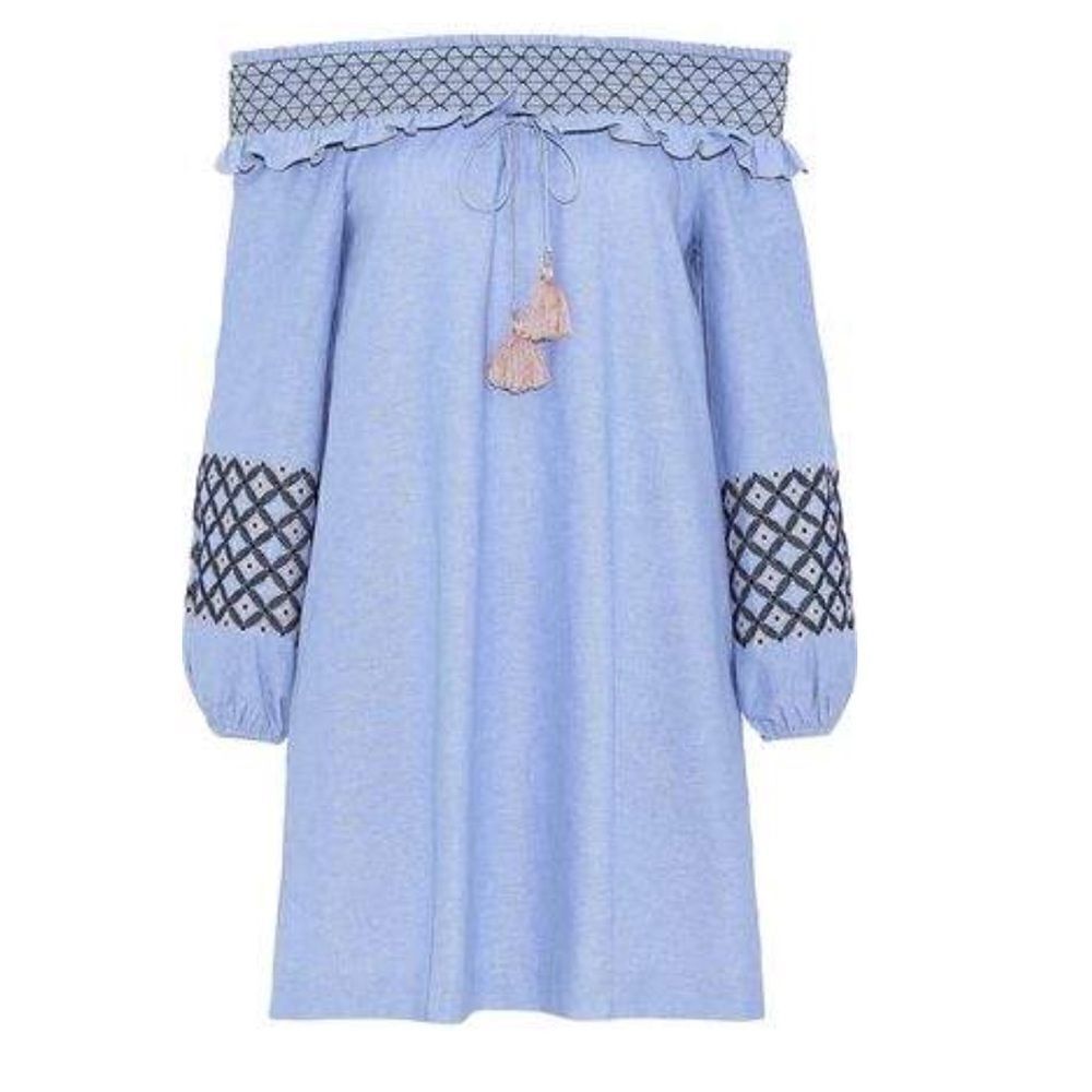 NWT Rebecca Minkoff Goldie Off-the-shoulder Embroidered Cotton Oxford S